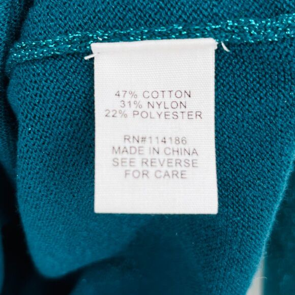 Adyson Parker Crewneck Metallic Knit Pullover in Peacock Teal, Sz 2X, Sparkle - Picture 11 of 11